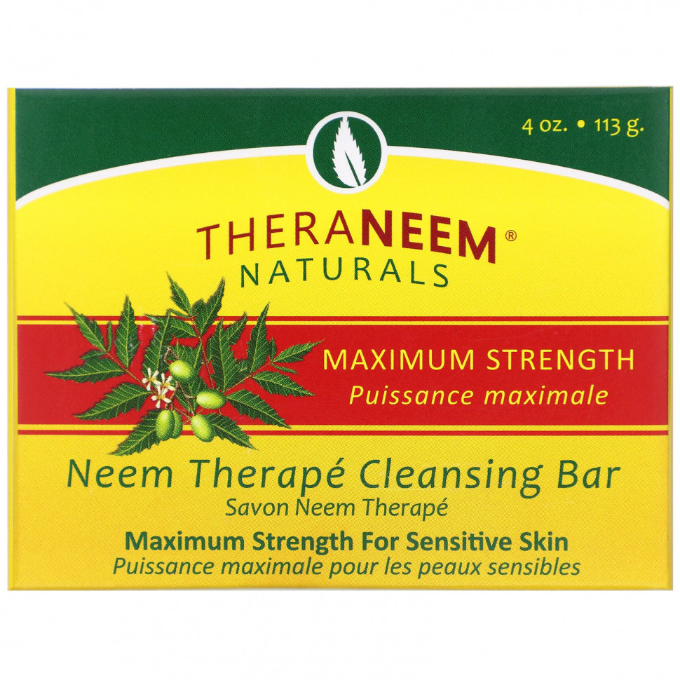   Organix South, TheraNeem Organix, Neem Therapy Cleansing Bar, Maximum Strength, 4 oz (113 g)   -     , -,   