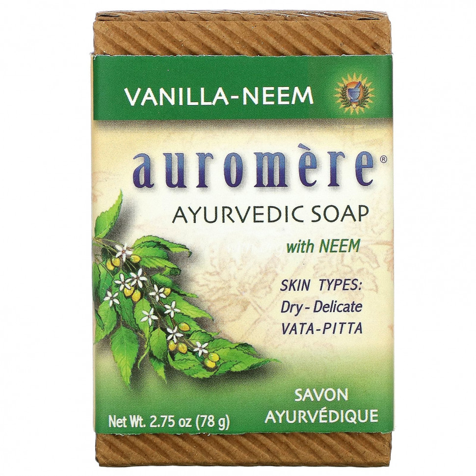   Auromere, Ayurvedic Soap, with Neem, Vanilla-Neem, 2.75 oz (78 g)   -     , -,   