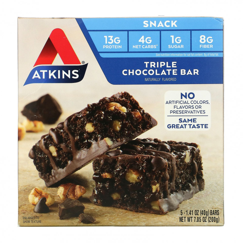  Atkins, Snack, Triple Chocolate,  , 5   40  (1,41 )   -     , -,   