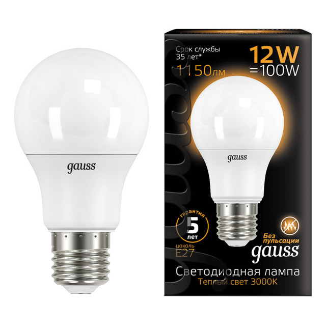 ���� ����� GAUSS 12�� E27 LED 1150�� 3000K A60 �����  