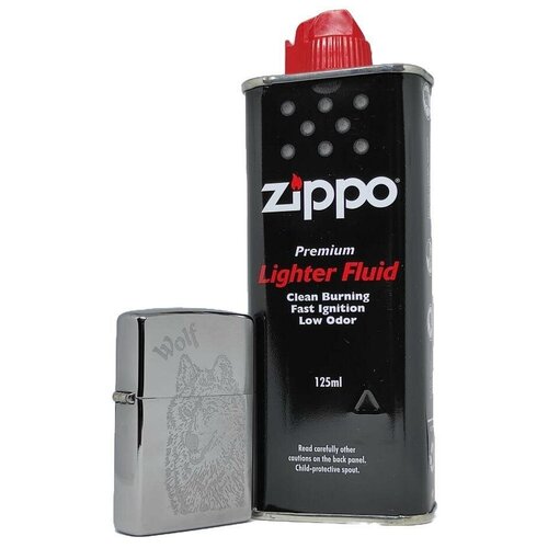    ZIPPO 200 Wolf,    Brushed Chrome +   125   -     , -,   